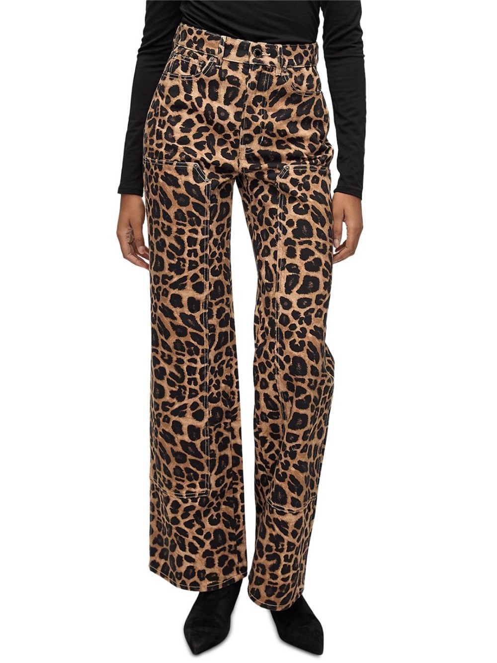 Veronica Beard Taylor High Rise Wide Leg Jeans, Washed Leopard